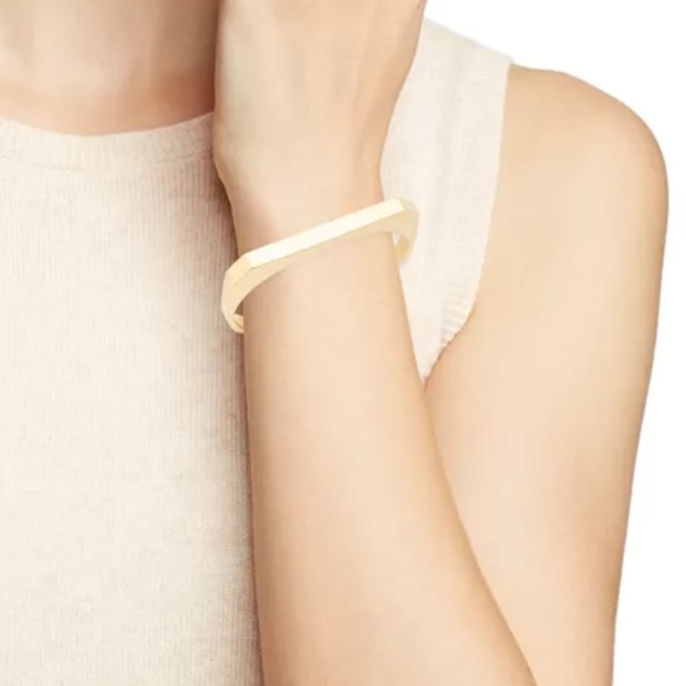 ALLSAINTS Signature Hexagon Cuff Bangle Bracelet Gold Tone NWT - Picture 2 of 6